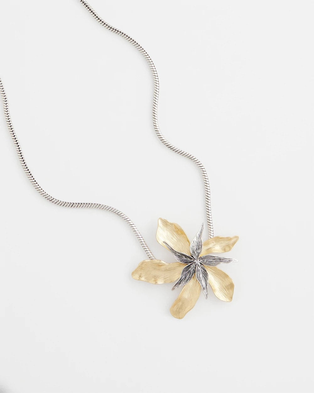 Chico's Originals Mixed Metal Flower Pendant Necklace - Chico's