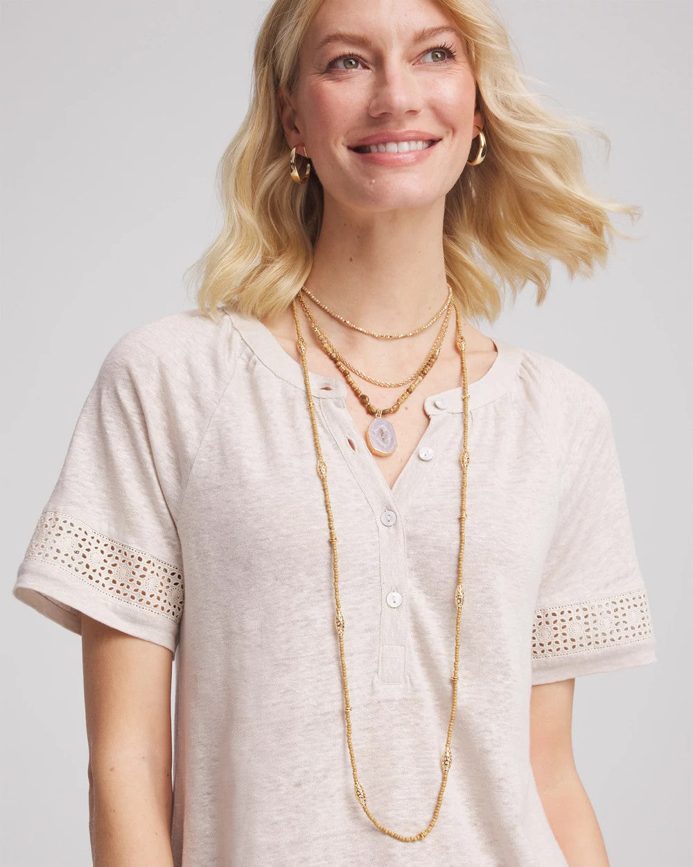 Long Goldtone Seed Bead Necklace - Chico's