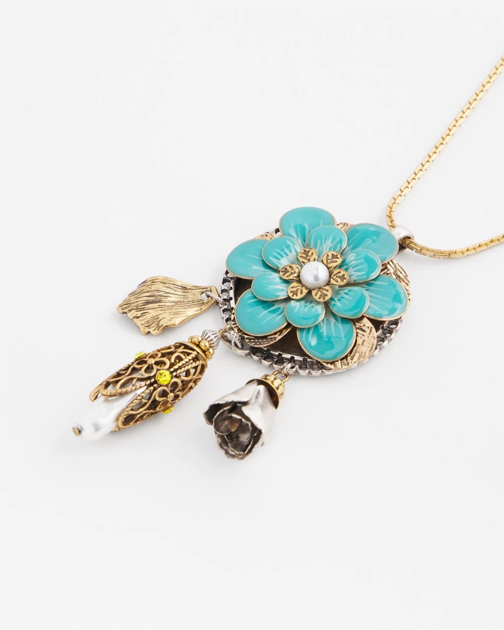 Adjustable Flower Charm Pendant Necklace - Chico's
