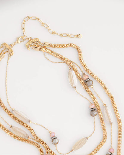 Multistrand Gold & Pink Tone Necklace - Chico's