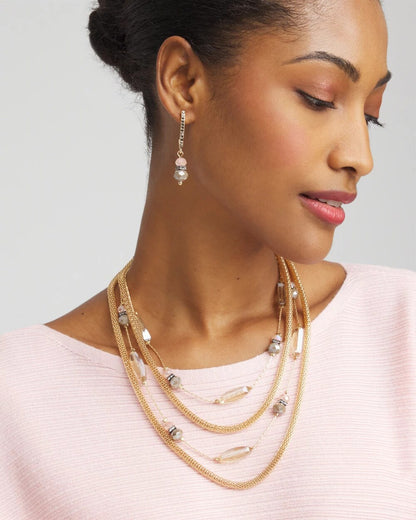 Multistrand Gold & Pink Tone Necklace - Chico's