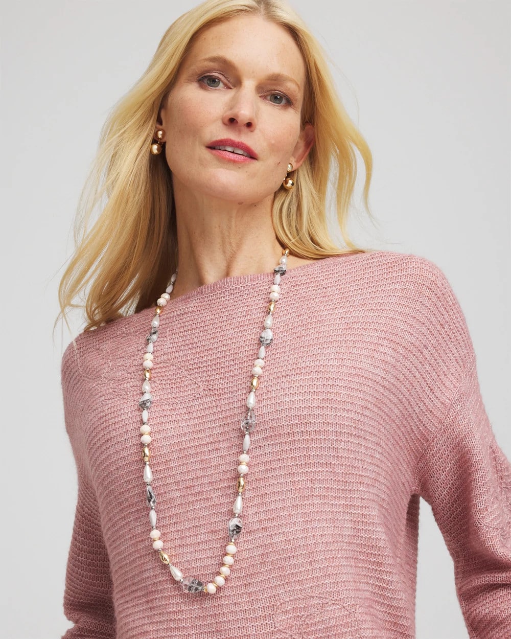 Pink Art Deco Beaded Necklace - Chico's