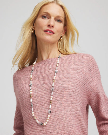 Pink Art Deco Beaded Necklace - Chico's