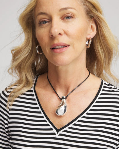 Silvertone Adjustable Pendant Necklace - Chico's