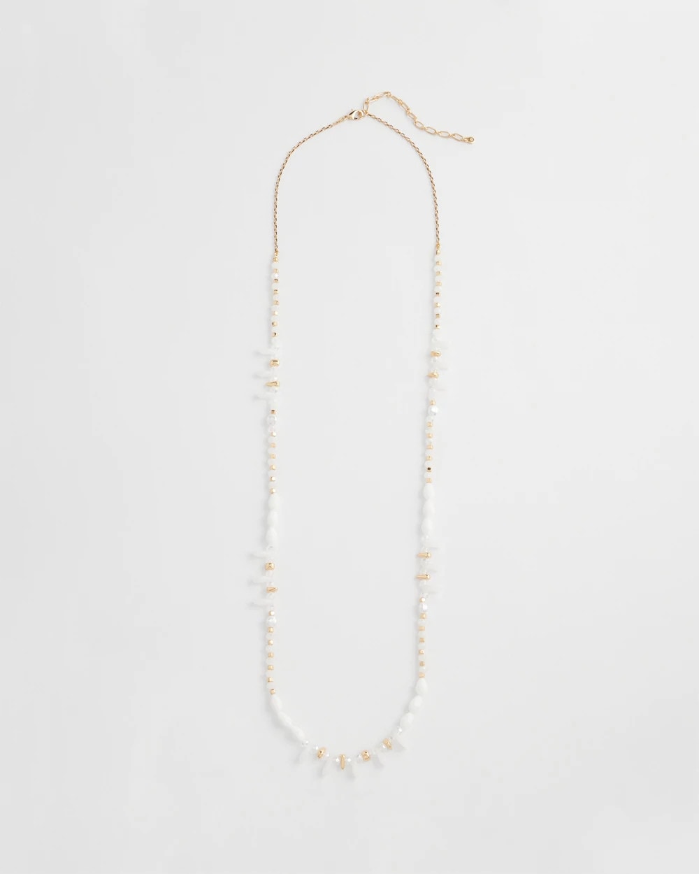 White Beaded Single Strand Necklace - Chico's