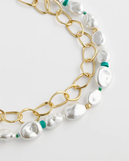 Pearlescent Goldtone Collar Necklace - Chico's