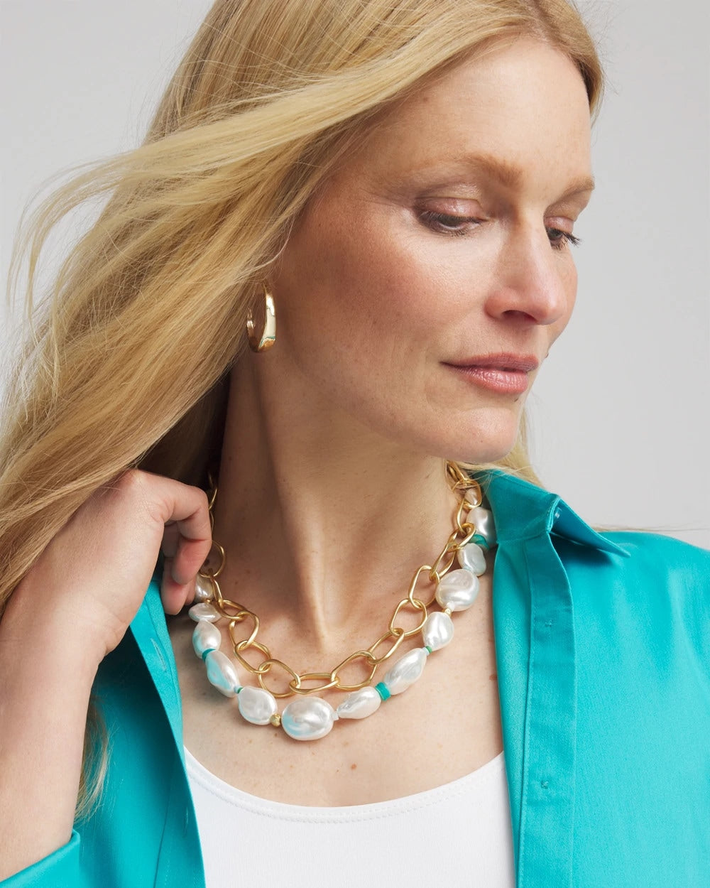 Pearlescent Goldtone Collar Necklace - Chico's