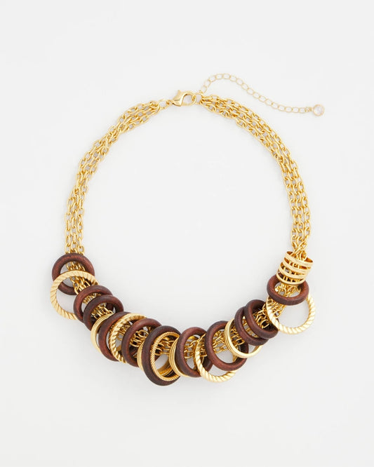Wood & Gold Short Necklace - Chico's