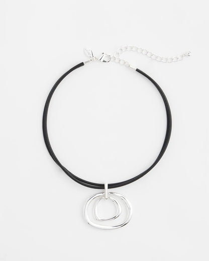 Silver Tone Rings Pendant Necklace - Chico's