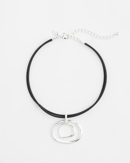Silver Tone Rings Pendant Necklace - Chico's