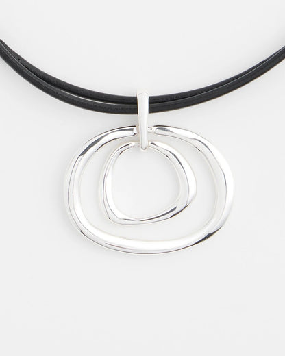 Silver Tone Rings Pendant Necklace - Chico's