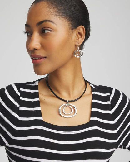 Silver Tone Rings Pendant Necklace - Chico's