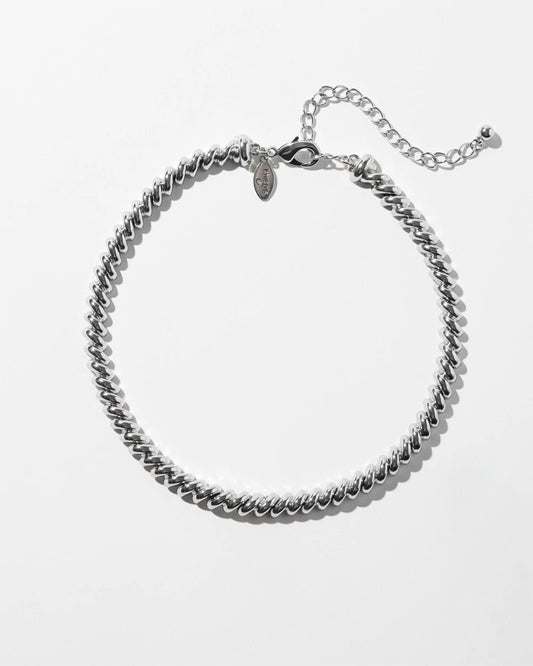 Silver Tone Twist Collar Necklace - Chico's