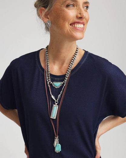 Convertible Turquoise & Charms Motif Necklace - Chico's