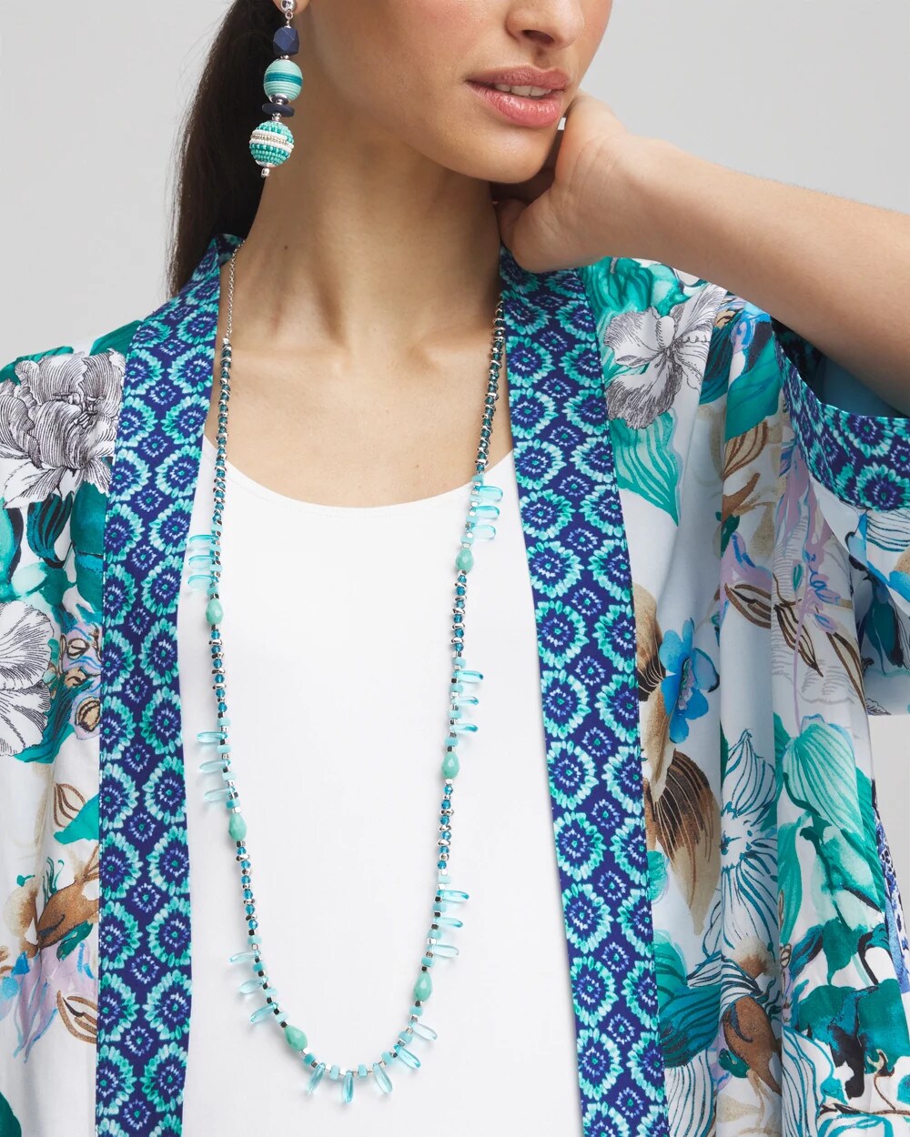 Teal Beaded Single Strand Necklace - Chico's