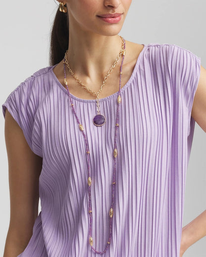 Purple Beaded Single Strand Necklace - Chico's