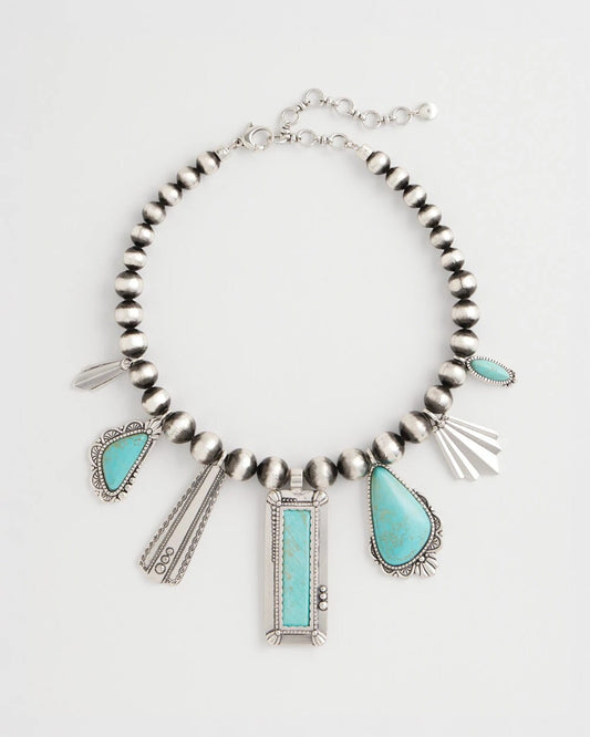 Chico's Originals Turquoise & Charms Motif Collar Necklace - Chico's