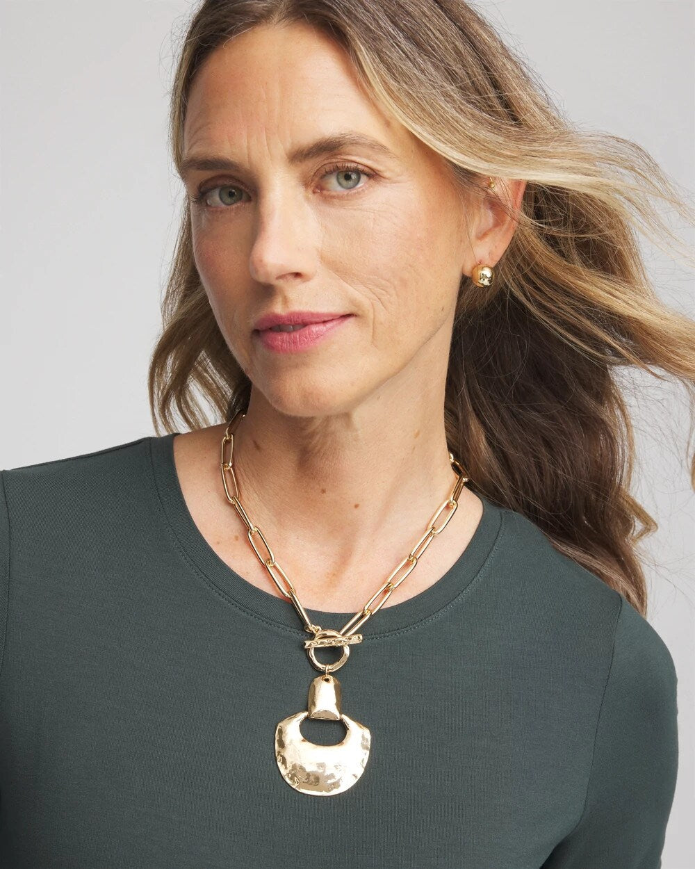Goldtone Toggle Pendant Necklace - Chico's