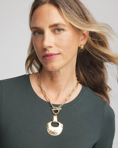 Goldtone Toggle Pendant Necklace - Chico's