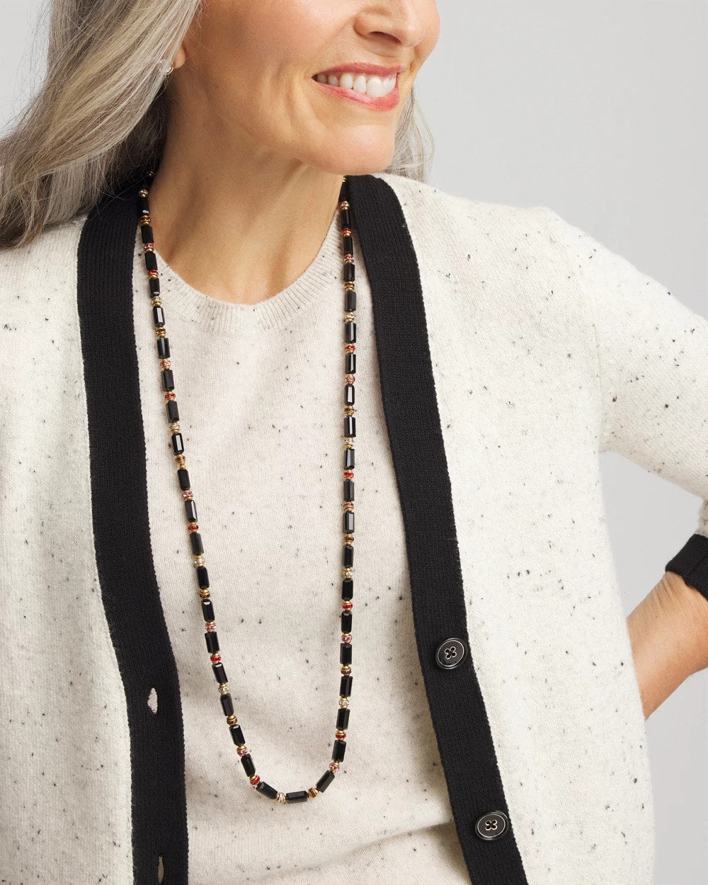 Art Deco Bar Bead Long Necklace - Chico's