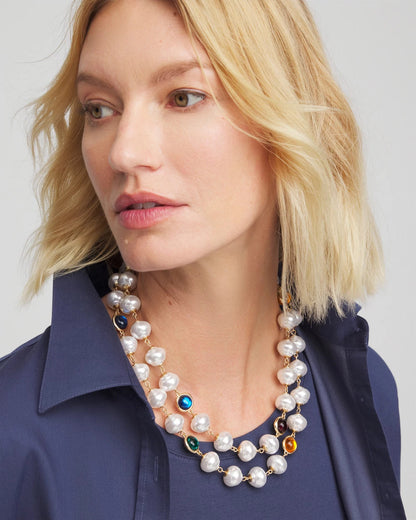 Beaded Faux Pearl Single-Strand Necklace - Chico's