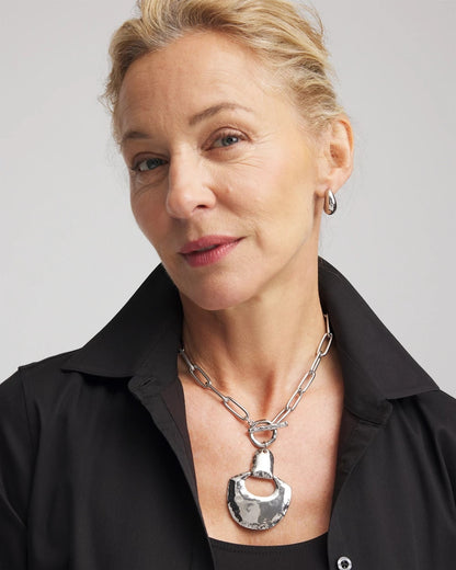 Silvertone Toggle Pendant Necklace - Chico's