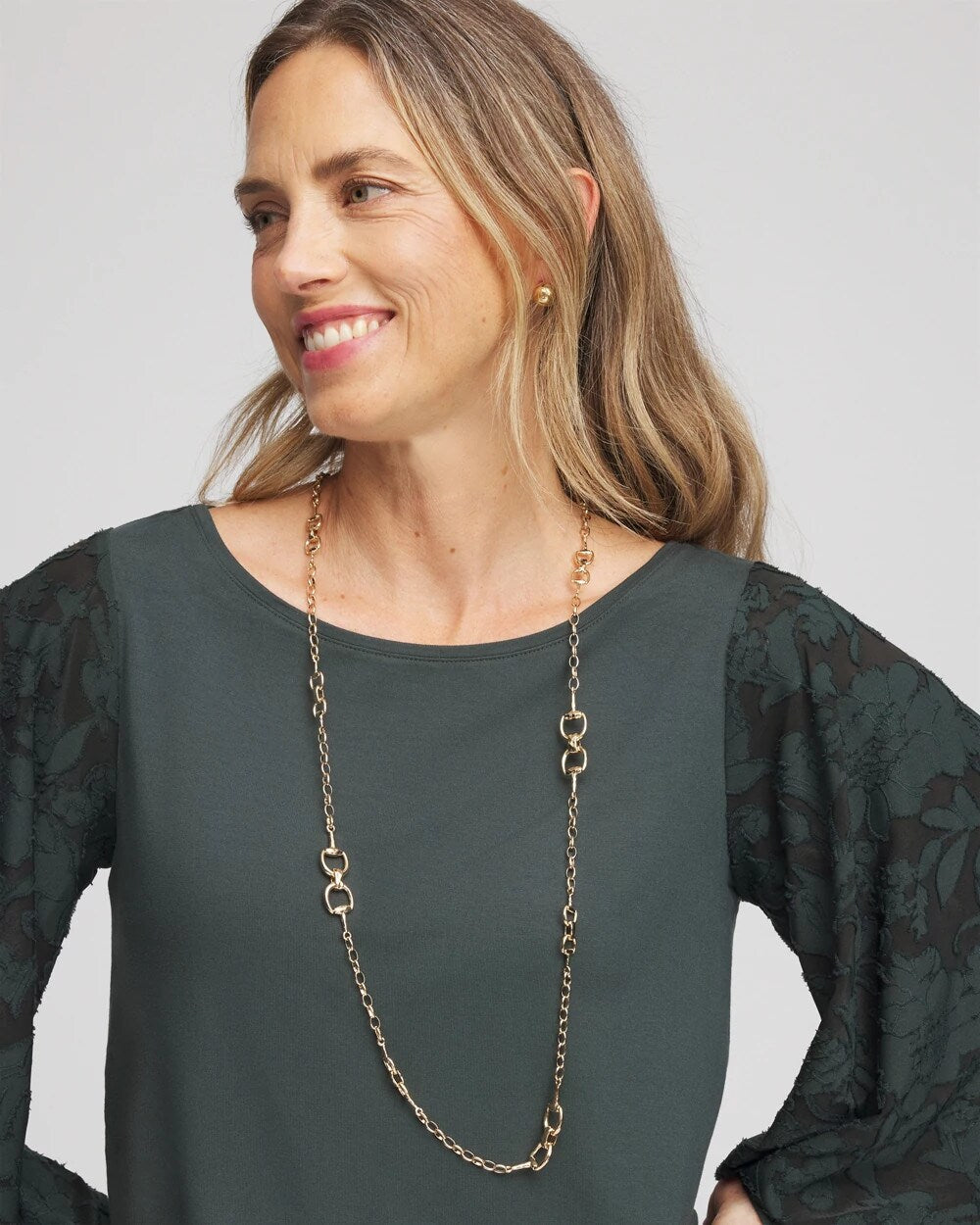 Equestrian Horsebit Long Link Necklace - Chico's