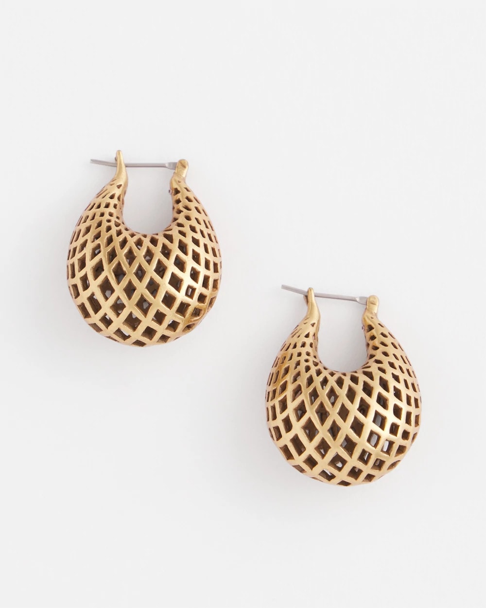 Gold Lattice Puff Hoop Earrings - Chico's