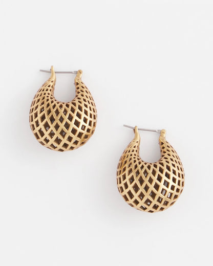 Gold Lattice Puff Hoop Earrings - Chico's