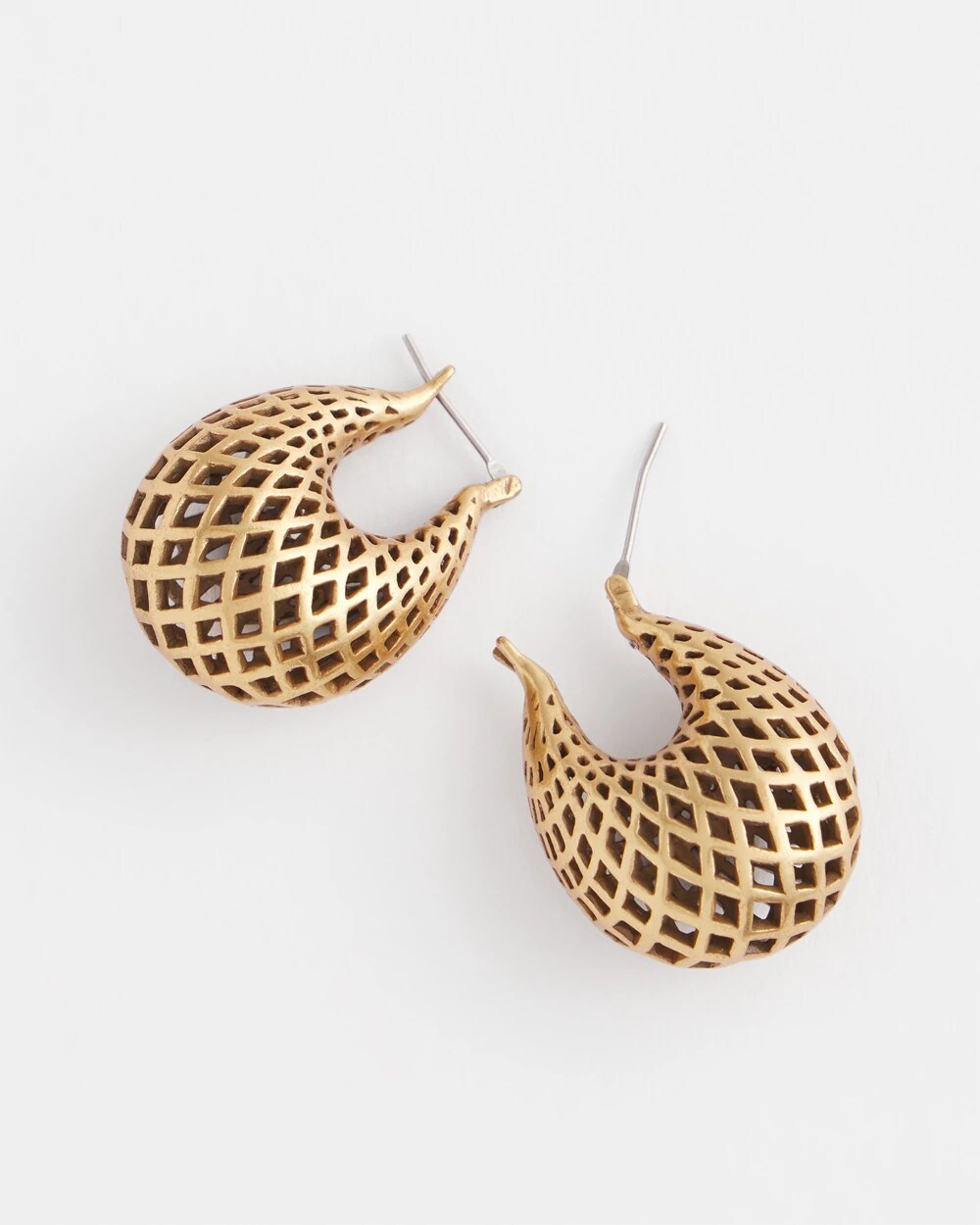 Gold Lattice Puff Hoop Earrings - Chico's