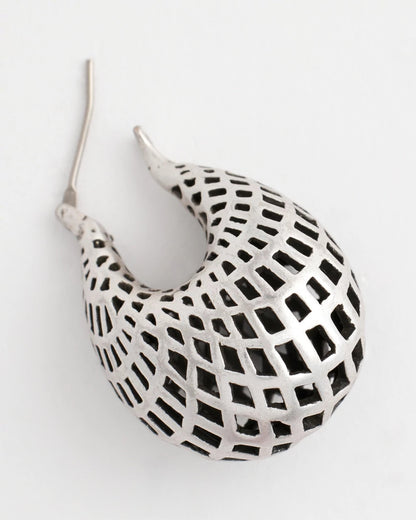 Silver Lattice Puff Hoop Earrings - Chico's