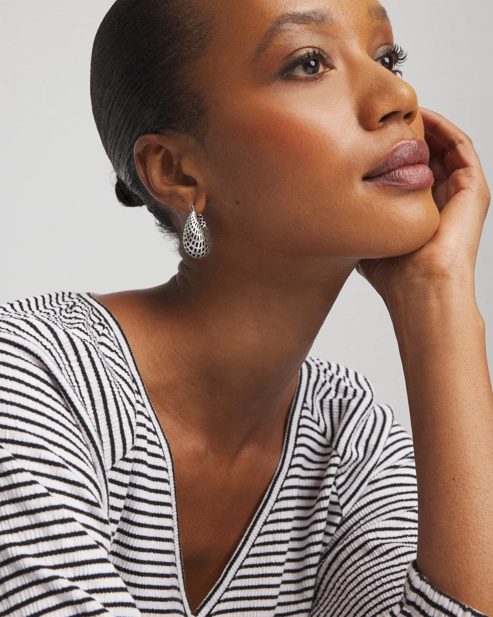 Silver Lattice Puff Hoop Earrings - Chico's