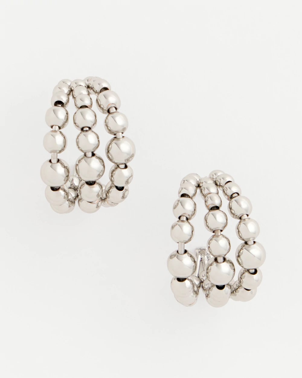 Silver Beaded Mini Hoop Earrings - Chico's