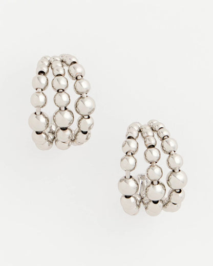 Silver Beaded Mini Hoop Earrings - Chico's