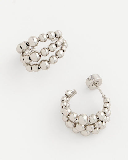 Silver Beaded Mini Hoop Earrings - Chico's