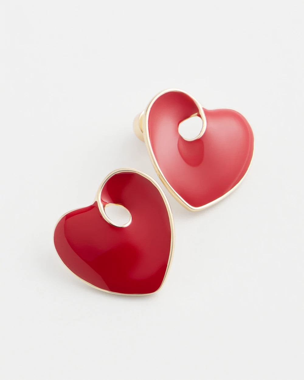 Red Enamel Heart Stud Earrings - Chico's