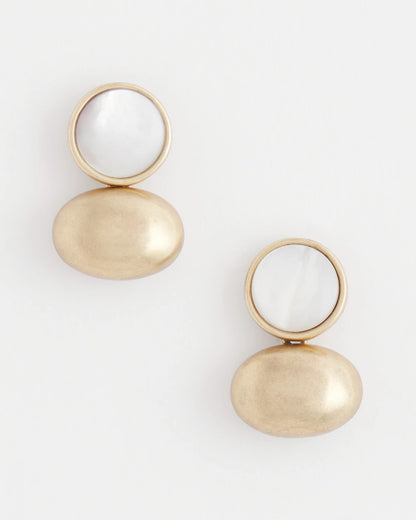 White & Gold Mini Stud Earrings - Chico's