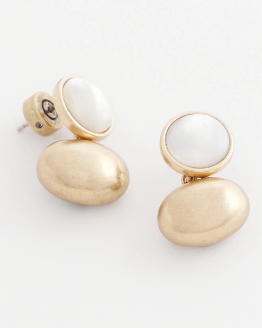 White & Gold Mini Stud Earrings - Chico's