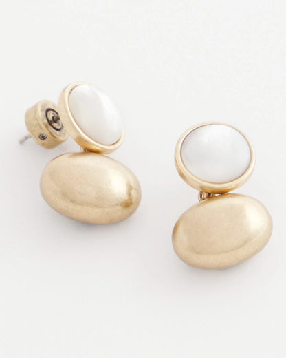 White & Gold Mini Stud Earrings - Chico's