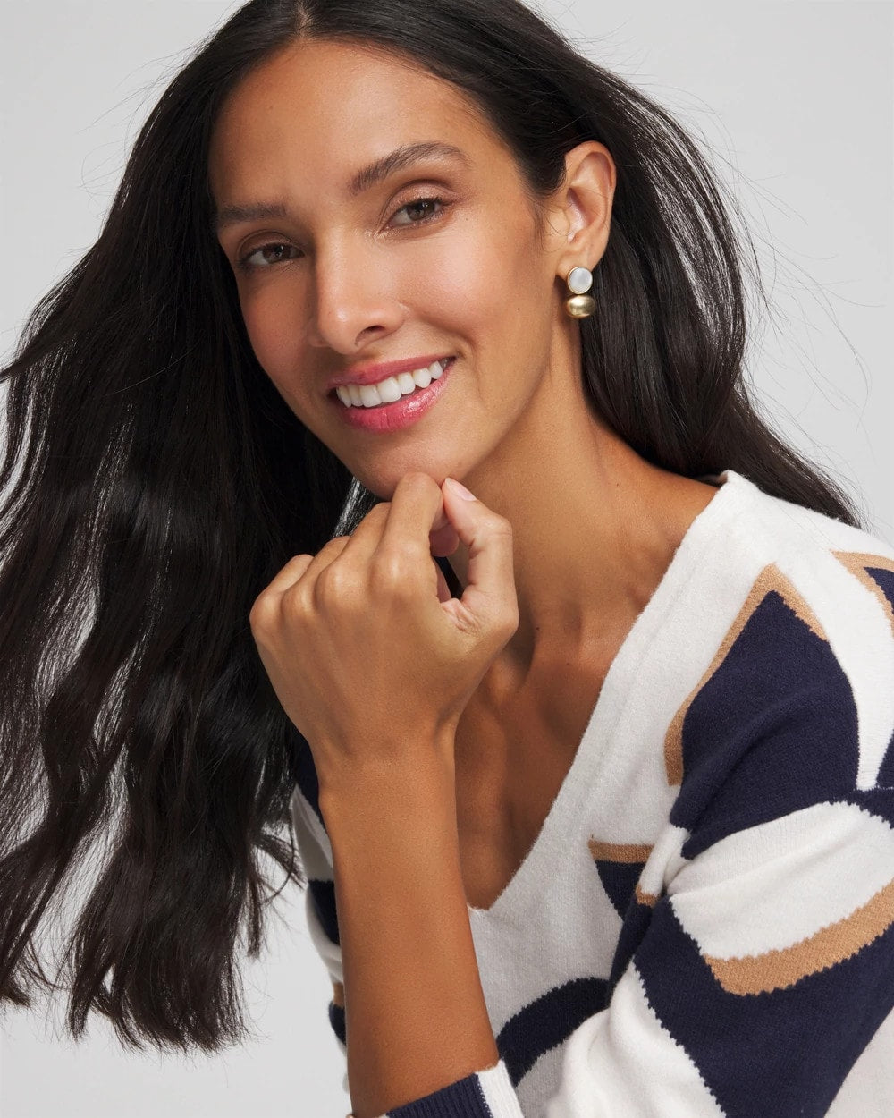 White & Gold Mini Stud Earrings - Chico's