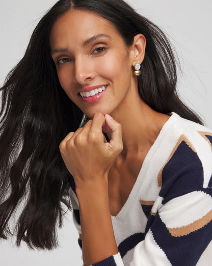 White & Gold Mini Stud Earrings - Chico's