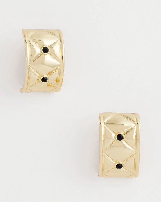Black & Gold Quilted  Clip on Earrings - Chico's