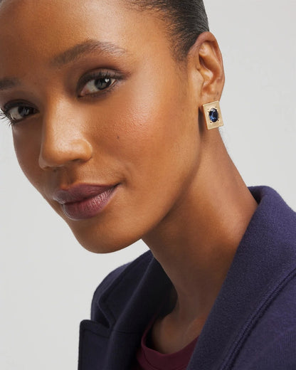 Blue & Gold Stud Earrings - Chico's