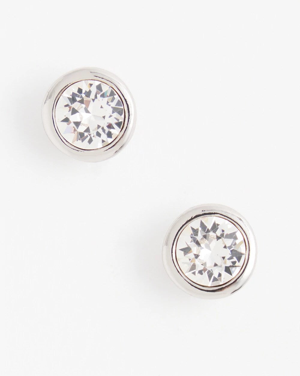 Silver Tone Crystal Stud Earrings - Chico's