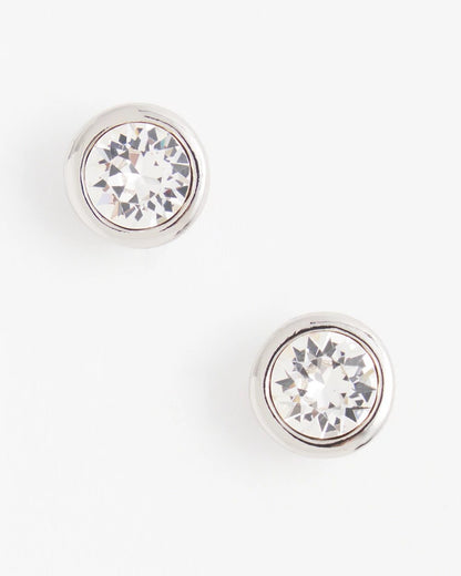 Silver Tone Crystal Stud Earrings - Chico's
