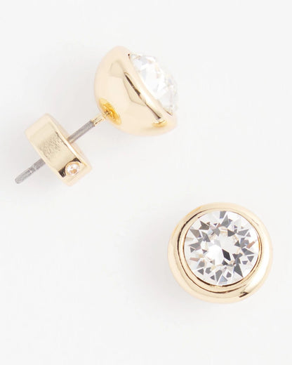 Gold Tone Crystal Stud Earrings - Chico's