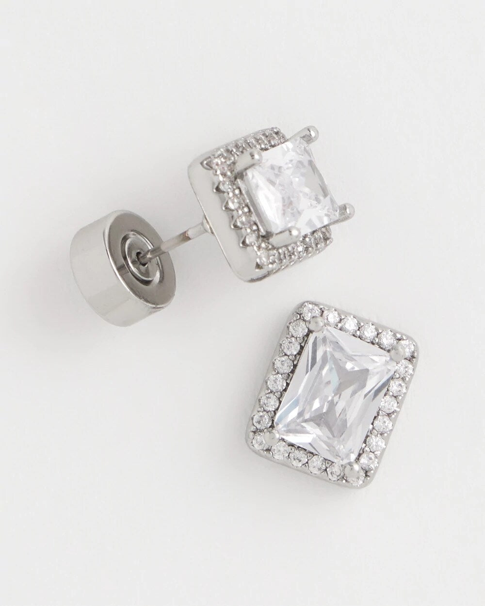 Silver Emerald Cut Stud Earrings - Chico's