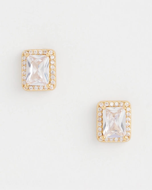 Gold Emerald Cut Stud Earrings - Chico's