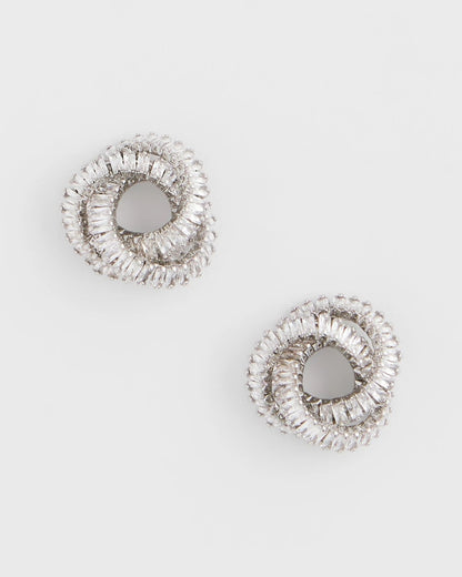 Silvertone Twisted Stud Earrings - Chico's