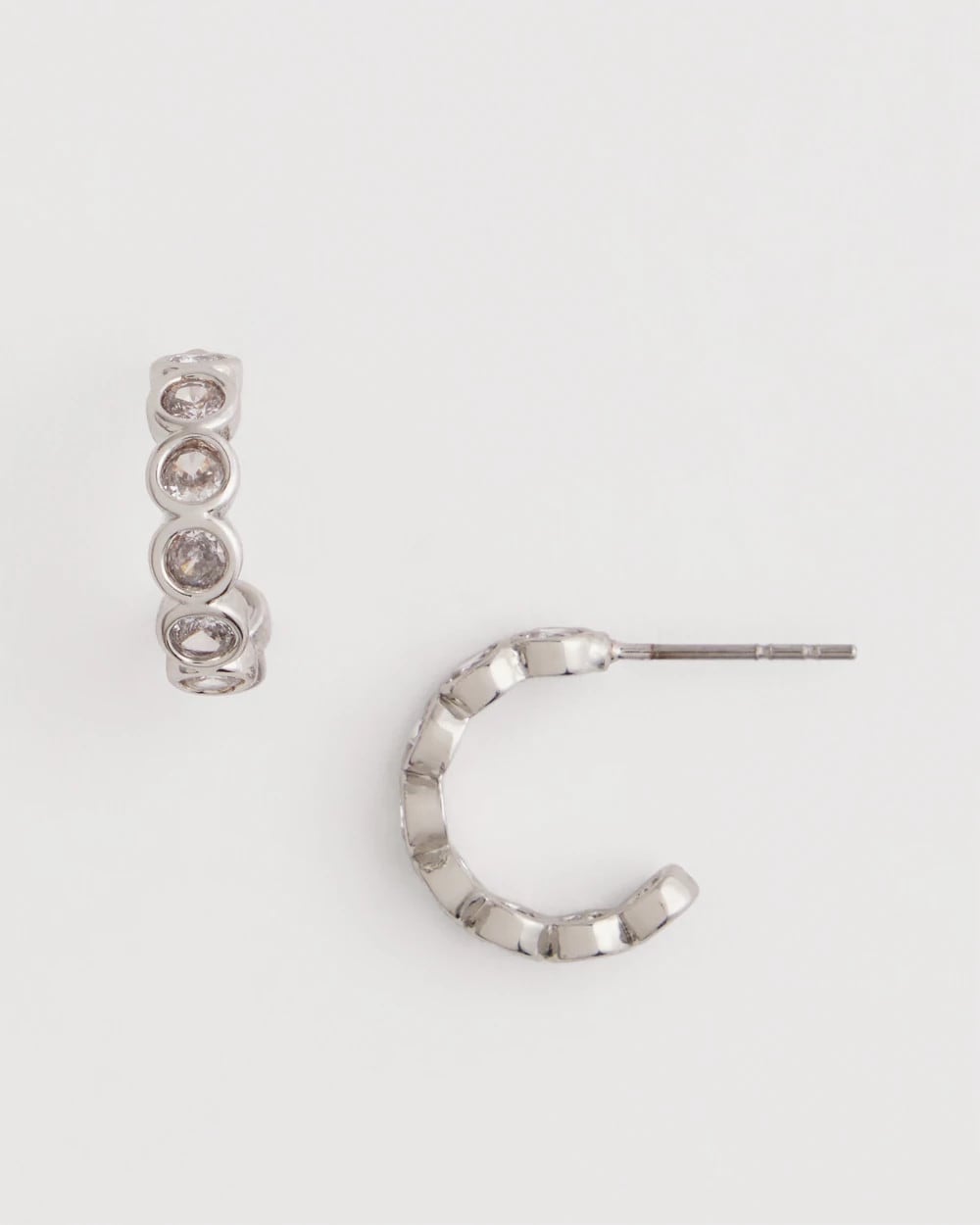 Silvertone Crystal Mini Hoop Earrings - Chico's